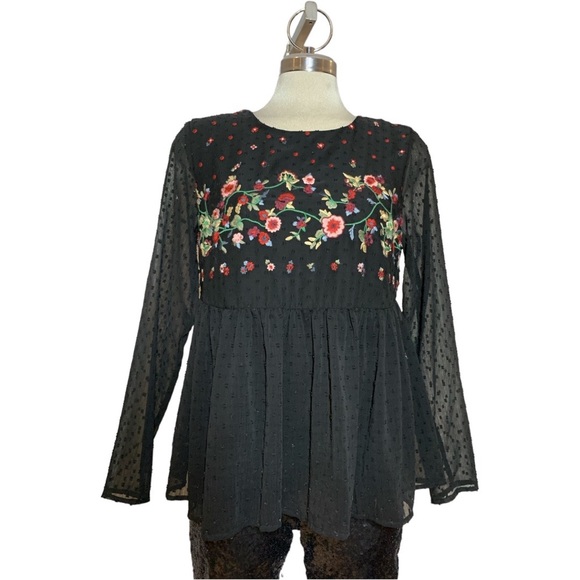 JASMINE & JULIANA Gorgeous Maternity Black Embroidery Long Sleeves Size S - Picture 11 of 12